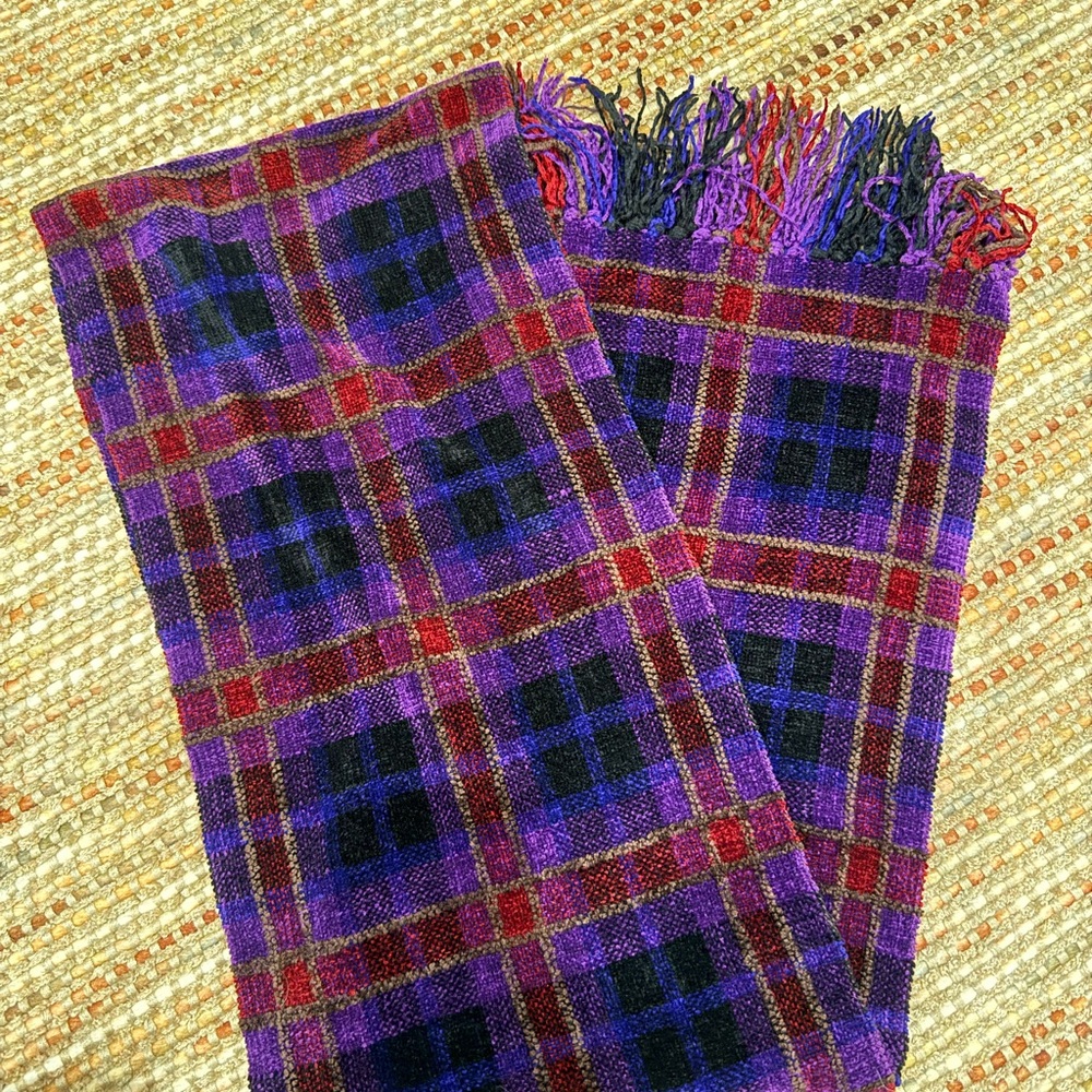 Loominus Handwoven Purple and Red Scarf